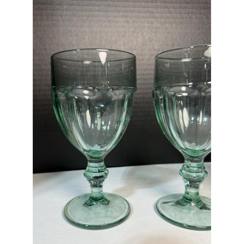 3 Vintage Libbey Gibraltar Duratuff Spanish Green 6 3/4" Water Goblets Glasses - Picture 2 of 5